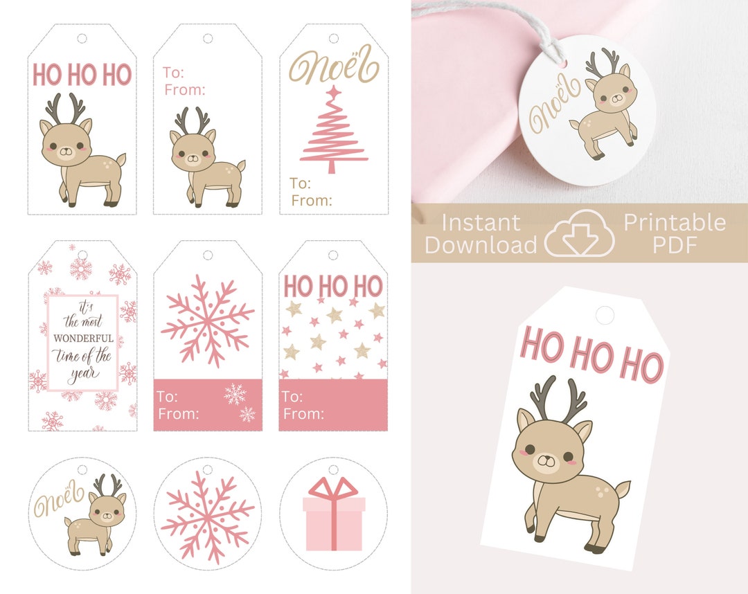 Printable Christmas Gift Tags, Pink Christmas, Gift Tags for Kids, Teen ...