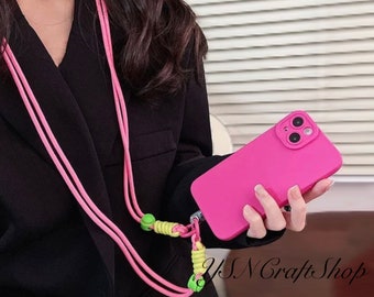 Adjustable cross-body lanyard. Multi-function double buckle cross-body chain. Braided cellphone cord. Instagram style long rope