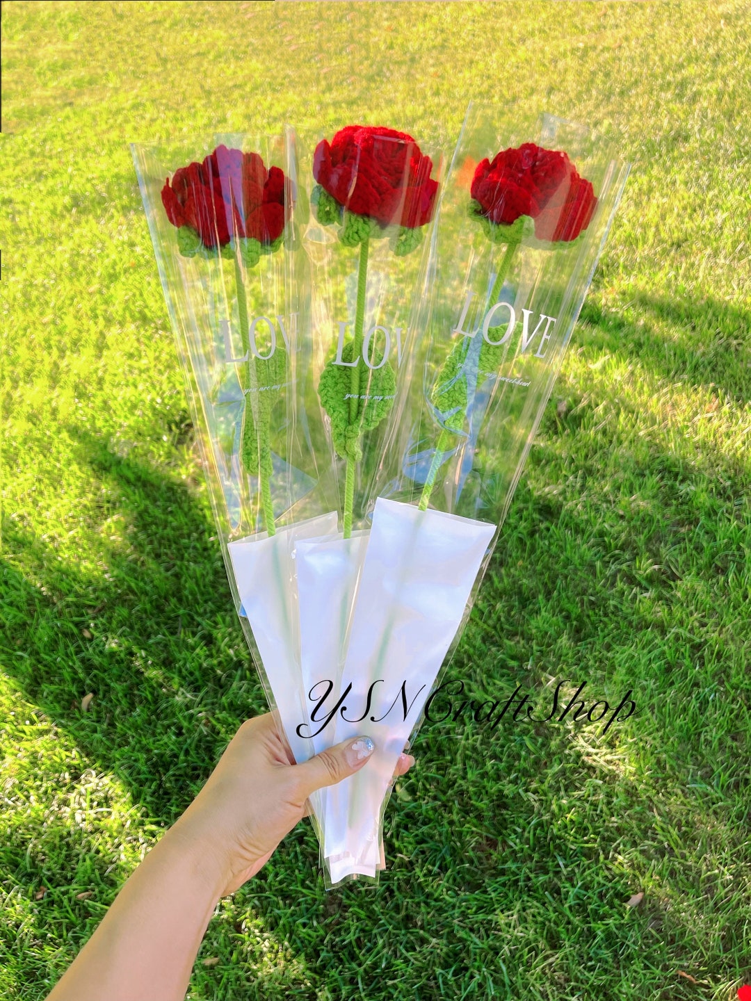 Handmade Crochet Red Rose Bouquet, Valentine's Day Gift - Etsy