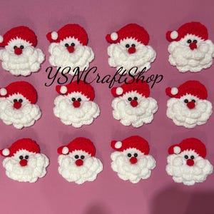 Broche de Papai Noel em crochê feito à mão, enfeite de Natal. Broche de Natal com alfinete. Acessório de Natal.
