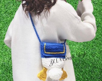 Handmade Crochet Donald Duck Crossbody Bag, Disney Gift
