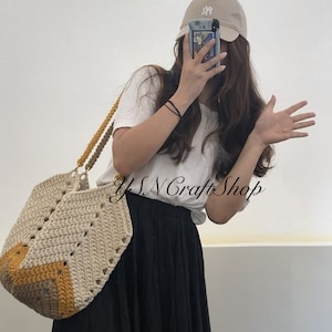 Hand-woven shoulder bag, splicing color clash large capacity mommy bag, all-in-one women bag, beach bag
