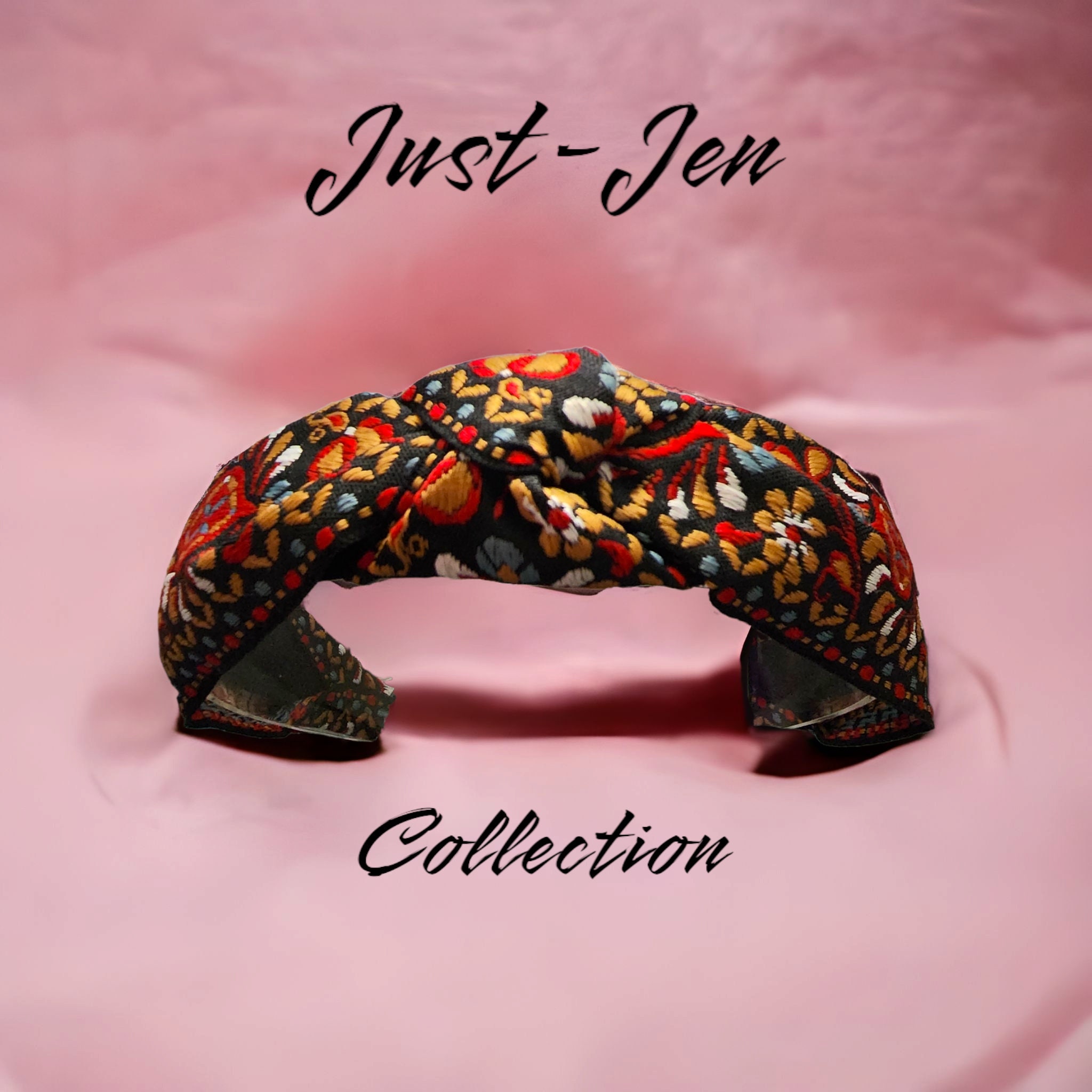 Vibrant Jacquard Embroidered Knotted Headband Collection Set Accordion Jacquard Enamel Flower Knot Headband – Hello Edie main image 2