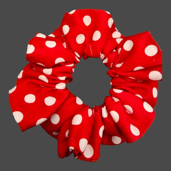 Red and White Polka Dotted Scrunchie