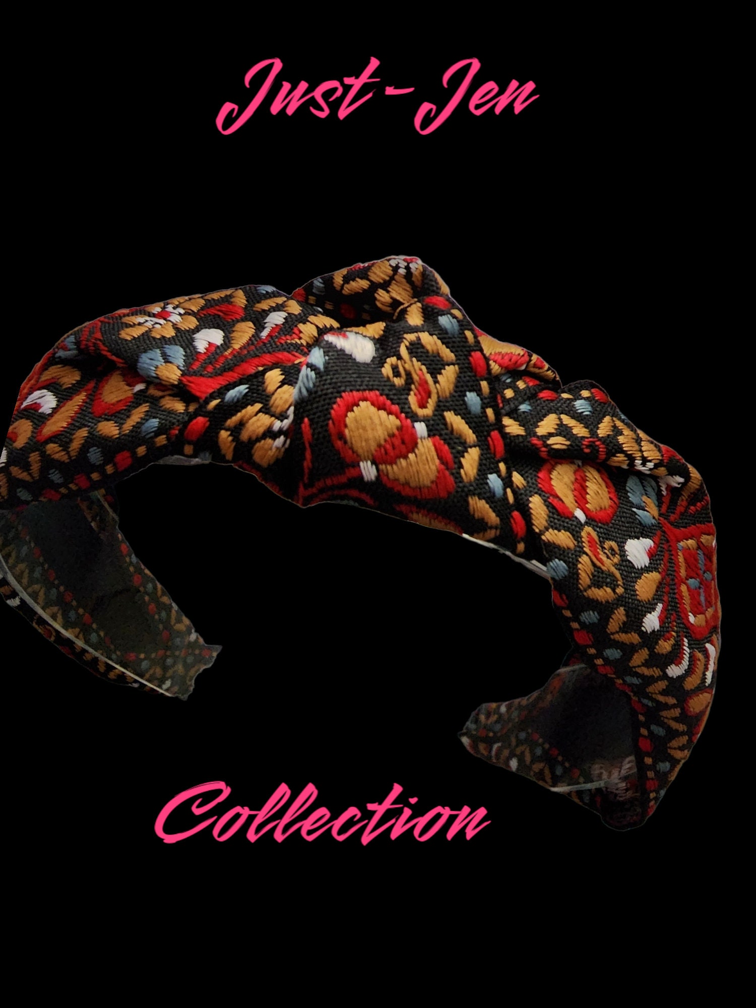 Colorful Embroidered Jacquard Ribbon Headband