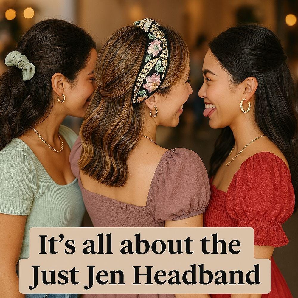 Floral Embroidered Headband - Pink and Gold Petal Knot From Just Jen Collection Floral Embroidered Headband - Pink and Gold Petal Knot From  main image 4