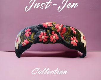 Unique Embroidered Jacquard Floral Headband