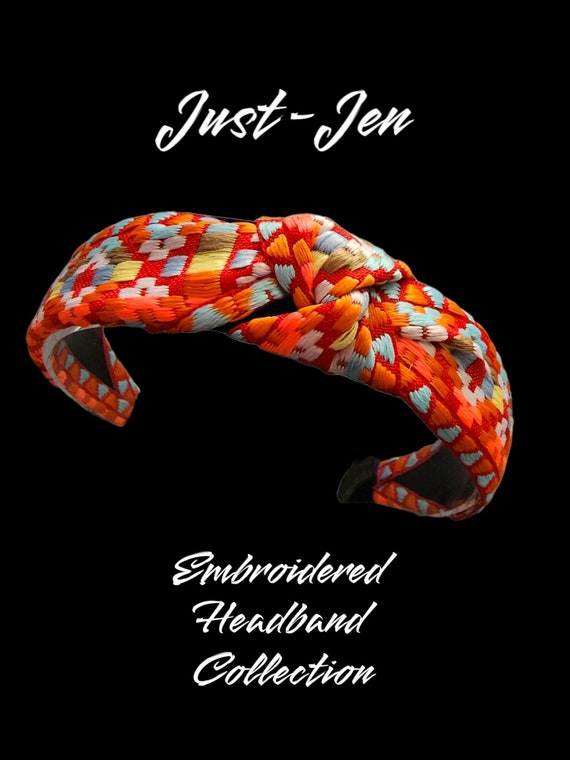 Elegant Multicolor Embroidered Headband Flower Headband – Hand Floral Embroidered Hairband  main image 2