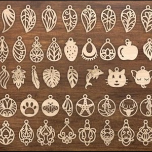 50 Earring SVG Designs Bundle, Wood Oorbellen Template, Leather Earring, cut patterns, Laser Cut Earring, svg dxf png Files Cricut Silhouette