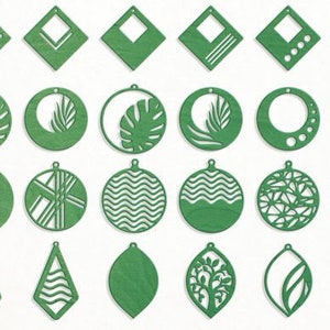 24 Stylish Wooden Earrings Design Collection, Earrings Laser Cut Designs Graphic SVG Bundle, Earring Cut Files