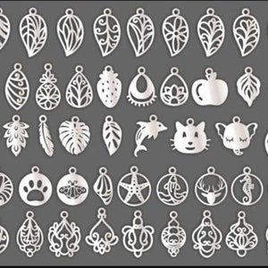 50 Earring SVG Designs Bundle, Wood Earrings Template, Leather Earring, cut patterns, Laser Cut Earring, svg dxf png Files Cricut Silhouette