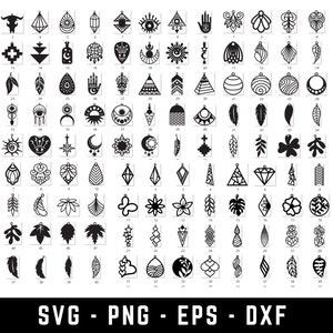 150 Boho Earring SVG Bundle, Earrings Pendant svg, Geometric Earrings Design, Modern Minimal Earring, svg dxf png cut file Cricut Silhouette