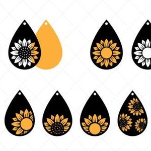 16 Sunflower Stacked Earrings SVG Bundle