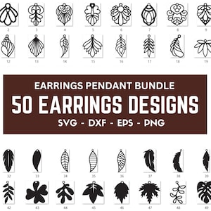 Pacote SVG de 50 brincos, pingente de brincos Boho svg, design de brincos geométricos, brinco mínimo moderno, svg dxf png arquivo de corte Cricut Silhouette