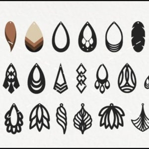 30 Earring SVG Designs Bundle, Faux Leather Earrings, , cut patterns, Laser Cut Earring, svg dxf png Files Cricut Silhouette
