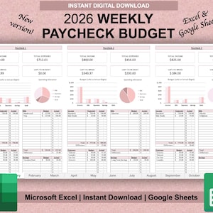 Weekly Paycheck Budget Tracker Spreadsheet | Budget by Paycheck | Weekly Budget Planner Template | Google Sheets | Microsoft Excel