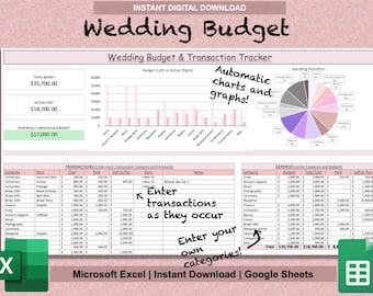 Spreadsheetbundel bruiloftplanner | Budget, tafelschikking, gastenlijstsjabloon | Google Spreadsheets en Microsoft Excel