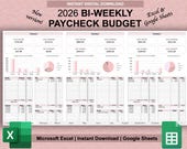 2026 Paycheck Tracker Planner | Monthly Budget Tracker | Bi-Weekly Paycheck Planner | Budget by Paycheck | Excel Spreadsheet | Google Sheets