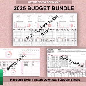 Budget Bundle, Weekly Paycheck Budget Tracker Spreadsheet, Budget by Paycheck, Weekly Budget Planner Template Debt Snowball Spending Tracker