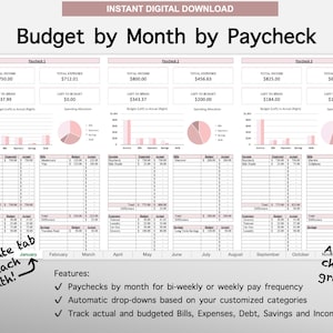 2026 Paycheck Tracker Planner | Monthly Budget Tracker | Bi-Weekly Paycheck Planner | Budget by Paycheck | Excel Spreadsheet | Google Sheets image 3