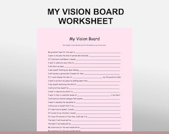My Vision Board Worksheet Template, Goal Setting, Life Goals, Manifestation, Self Improvement, Personal Development, Microsoft Word, A4 size