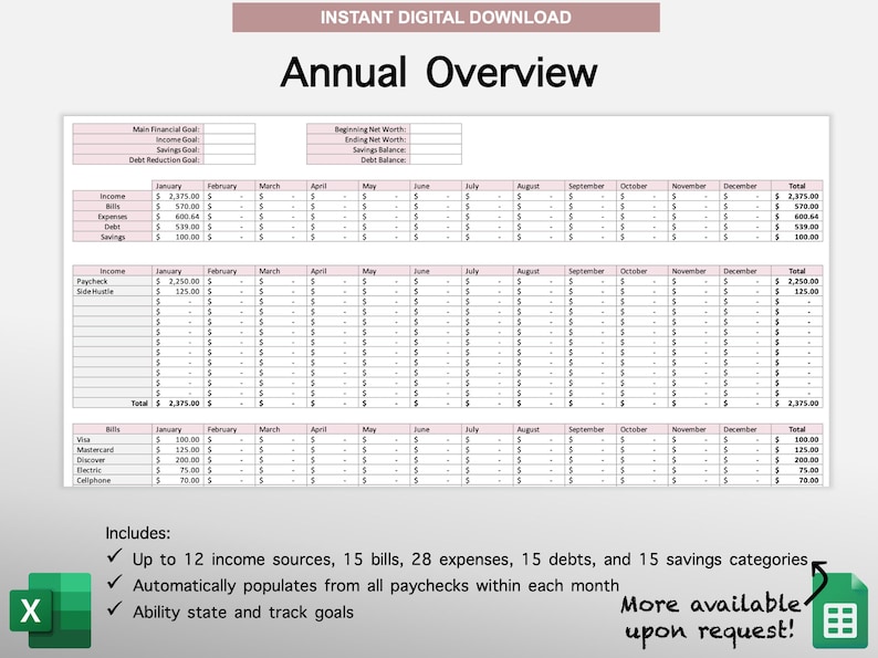 Weekly Paycheck Budget Tracker Spreadsheet | Budget by Paycheck | Weekly Budget Planner Template | Google Sheets | Microsoft Excel image 6