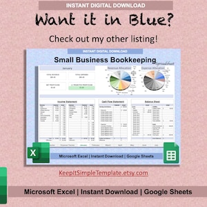 Small Business Bookkeeping Spreadsheet Template for Excel & Google ...