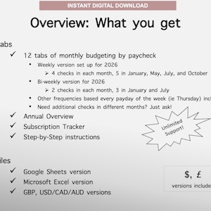 2026 Paycheck Tracker Planner | Monthly Budget Tracker | Bi-Weekly Paycheck Planner | Budget by Paycheck | Excel Spreadsheet | Google Sheets image 8