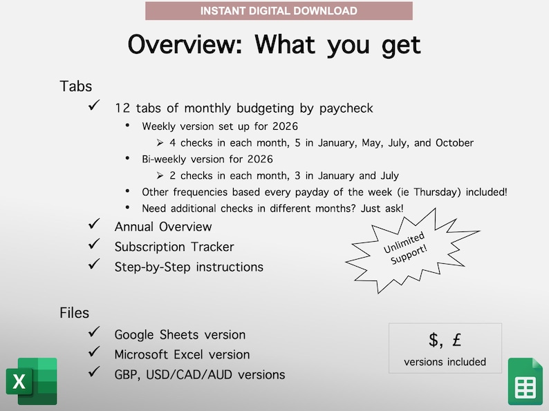 2026 Paycheck Tracker Planner | Monthly Budget Tracker | Bi-Weekly Paycheck Planner | Budget by Paycheck | Excel Spreadsheet | Google Sheets image 8