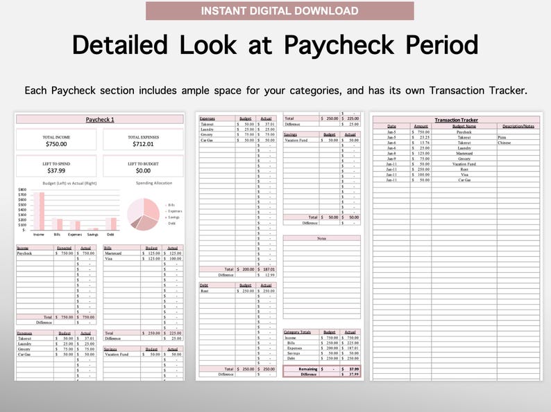 2026 Paycheck Tracker Planner | Monthly Budget Tracker | Bi-Weekly Paycheck Planner | Budget by Paycheck | Excel Spreadsheet | Google Sheets image 4