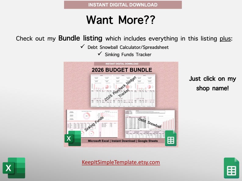 2026 Paycheck Tracker Planner | Monthly Budget Tracker | Bi-Weekly Paycheck Planner | Budget by Paycheck | Excel Spreadsheet | Google Sheets image 9