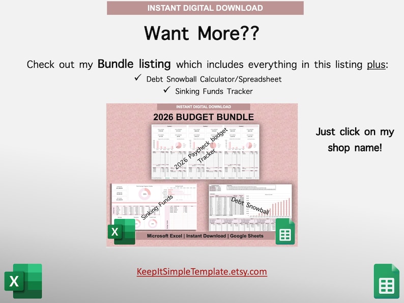 Weekly Paycheck Budget Tracker Spreadsheet | Budget by Paycheck | Weekly Budget Planner Template | Google Sheets | Microsoft Excel image 9