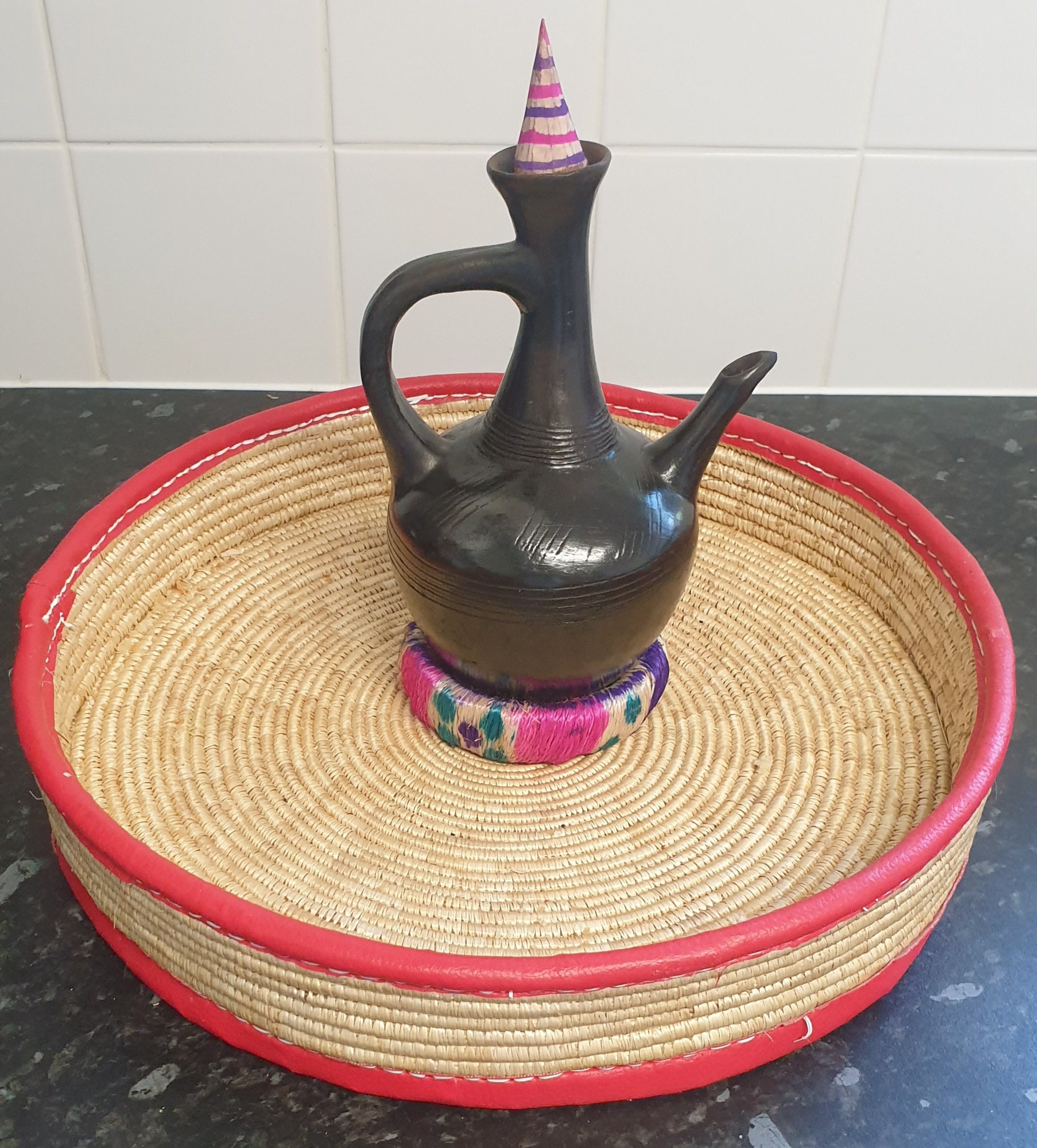Jebena ጀበና 0.8L Ethiopian Coffee Pot Made by 100 Clay Habesha Buna Coffee Expresso Coffee