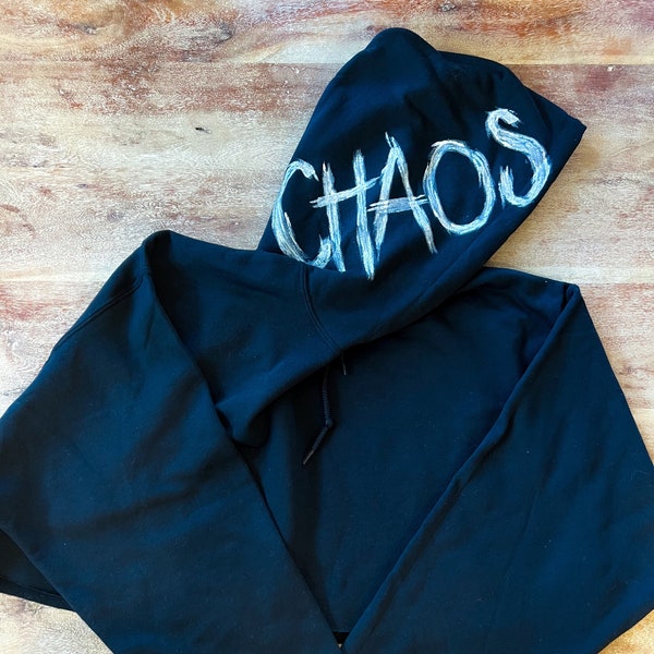 CHAOS Cropped Hoodie for Women - Hand Painted