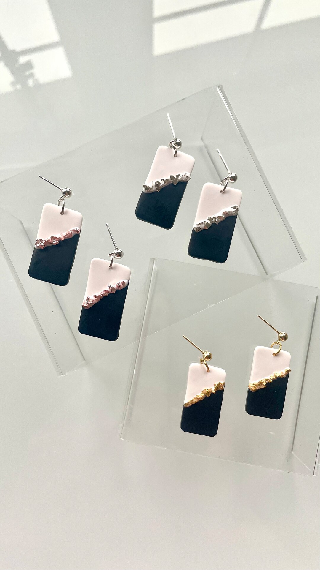 Black and White Professional Earrings Classy Fancy Work Etsy