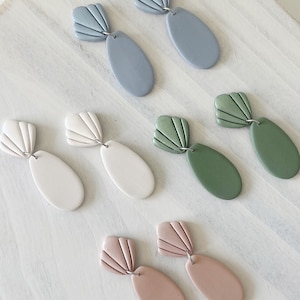 Neutral Shell Beach Clay Earrings | Summer Vacation Earrings | Lightweight Handmade Hypoallergenic Clay Earrings