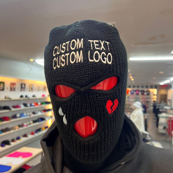Customize Ski Mask-Personalize Your 3 Hole Ski Face Mask with Text, Embroidery