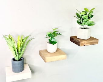 Piccola mensola galleggiante in legno, mensola minimalista naturale