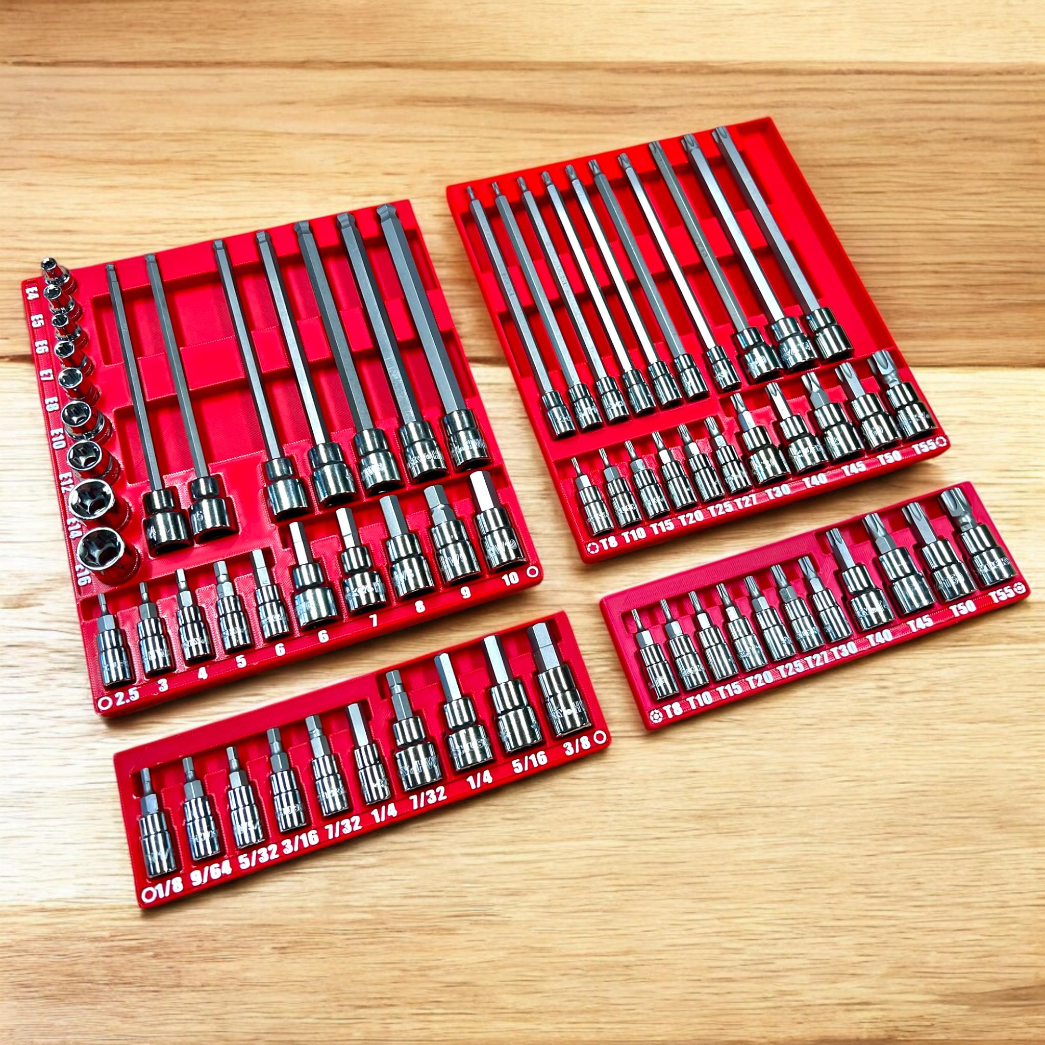 Organizers compatible with 68pc Husky Hex and Torx Bit Set - No More Searching and Squinting!