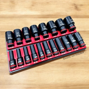 Milwaukee Shockwave 1/2"-fäste, 19-delad SAE-hylsnyckelorganisatör (modellnr 49-66-7012)