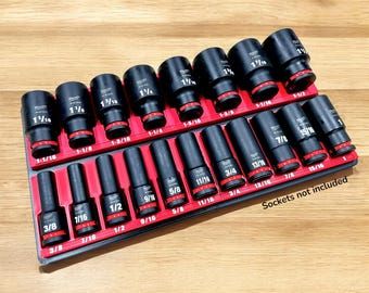 Socket Organizer Compatible with Milwaukee Shockwave 1/2" Drive 19pc SAE Set (49-66-7012)