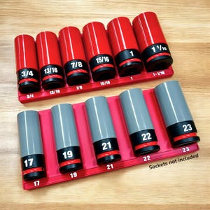 Organizer Fits Milwaukee Lug Nut Shockwave Impact Socket Set (Fits model # 49-66-7833) Horizontal Layout