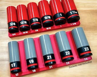 Socket Organizer Compatible with Milwaukee Lug Nut Shockwave Impact Set (Fits model # 49-66-7833): Horizontal Layout