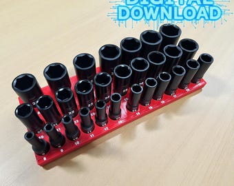 Archivo para impresión 3D: Organizador de dados métricos Milwaukee Shockwave de 1/2" (49-66-7015) Diseño vertical