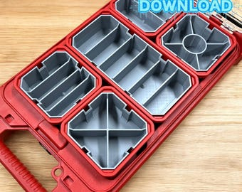 DIGITAL 3D print file:  Milwaukee Packout Bin Inserts 18 Designs
