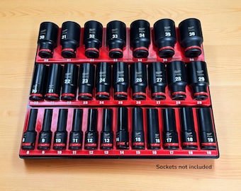 Milwaukee Shockwave Compatible 1/2" Metric Socket Organizer (Model # 49-66-7015) Horizontal Layout