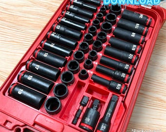 DIGITAL 3D Print File for Milwaukee Packout insert - Fits 43-Piece 3/8&quot; Shockwave Impact Socket Set (49-66-7009)