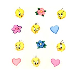 Sandylion Stickers Kromokote Micro Tweety Bird avec Coeurs et Fleurs vintage