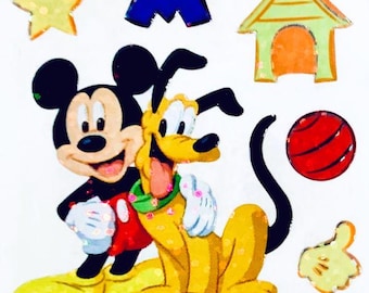 Mickey Mouse & Pluto Glittery Sandylion Stickers Vintage
