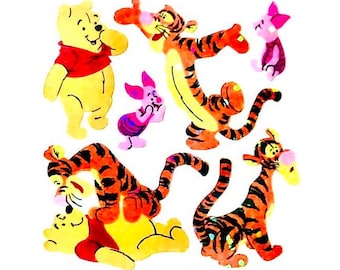 Glittery Winnie the Pooh, Piglet, Tigger Sandylion Stickers Vintage